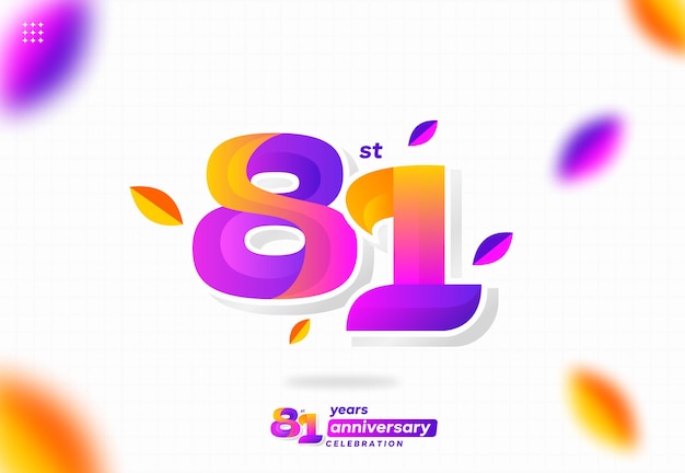 colorido moderno número 81. 81 aniversario. 81 cumpleaños