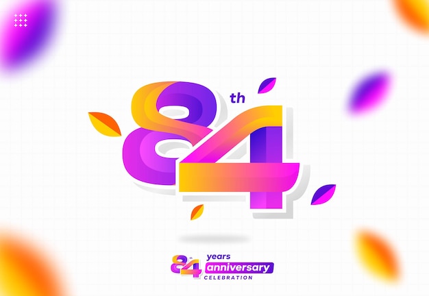 colorido moderno número 84. 84 aniversario. 84 cumpleaños