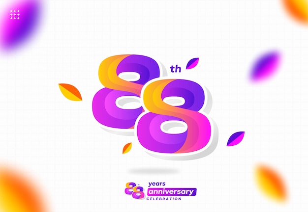 colorido moderno número 88. 88 aniversario. 88 cumpleaños