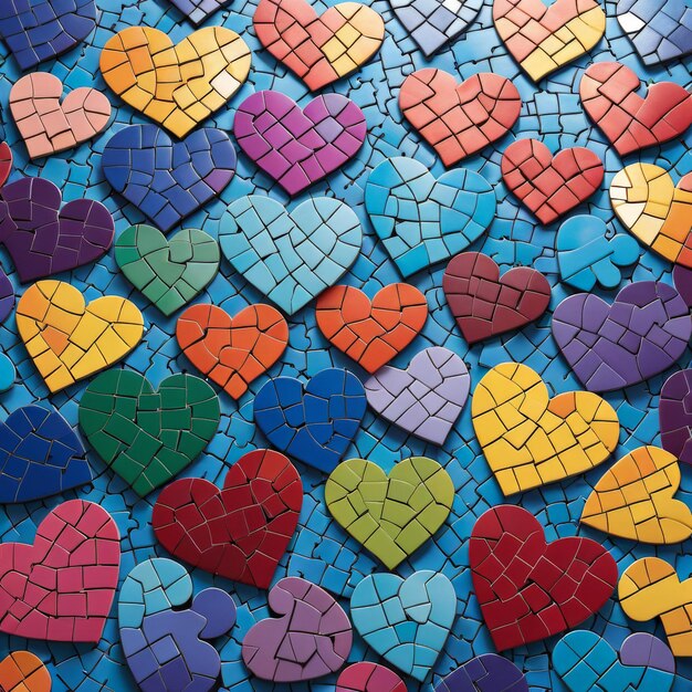 el colorido mosaico de los corazones el colorido