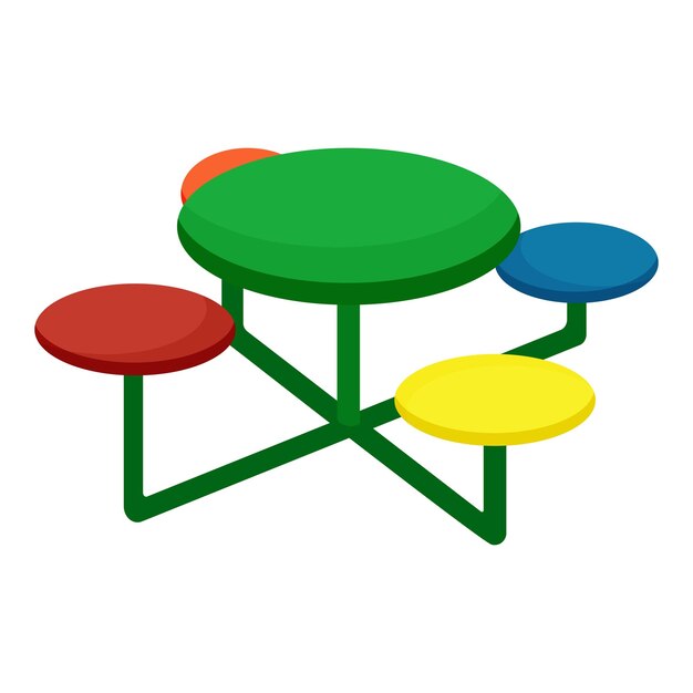 Colorido, niño, banco, icono, caricatura, vector, escuela, juego, patio de juegos, juego