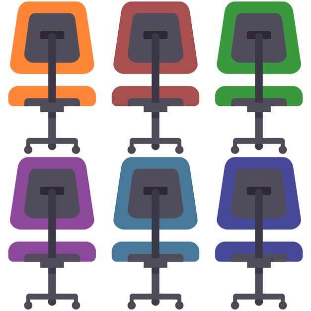 Vector colorido oficina asiento elemento icono juego plano ilustración