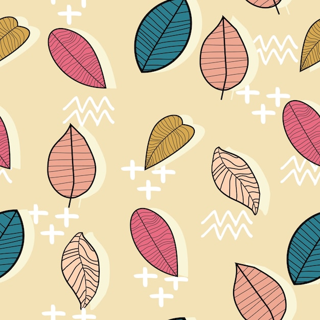 Colorido otoño en colores pastel hojas de patrones sin fisuras