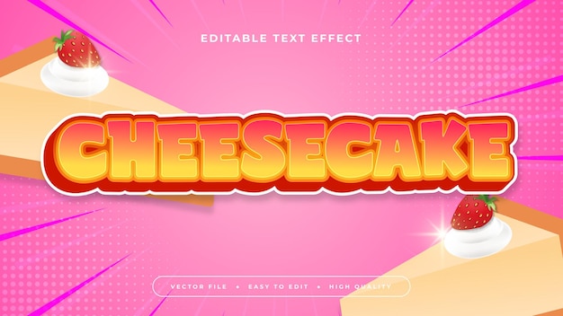 Colorido pastel de queso estilo de fuente de efecto de texto editable en 3D