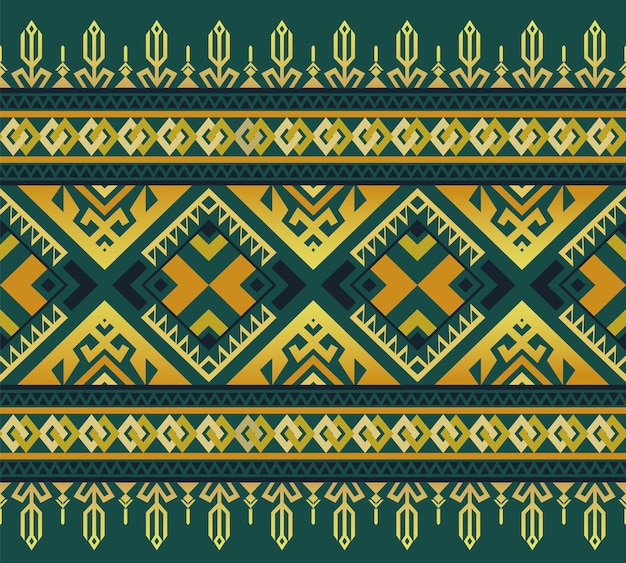 El colorido patrón abstracto de tela sin costuras con motivos tradicionales tailandeses y formas geométricas
