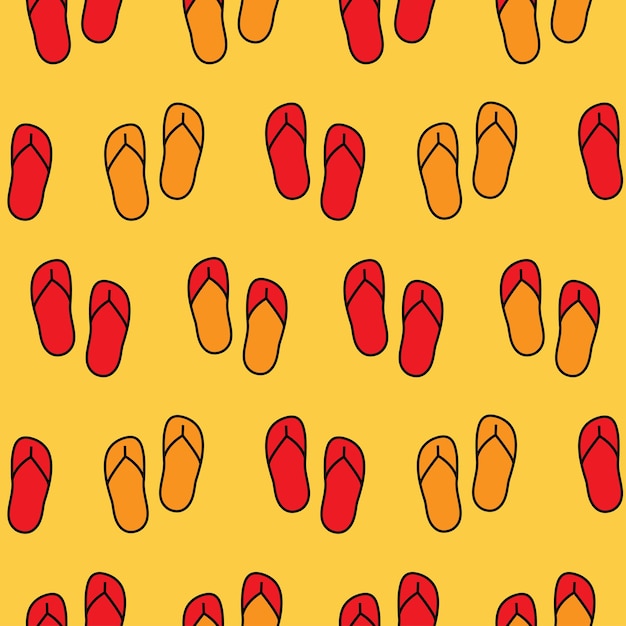 Colorido patrón de chanclas sobre un fondo amarillo perfecto para temas de verano y decoraciones de playa