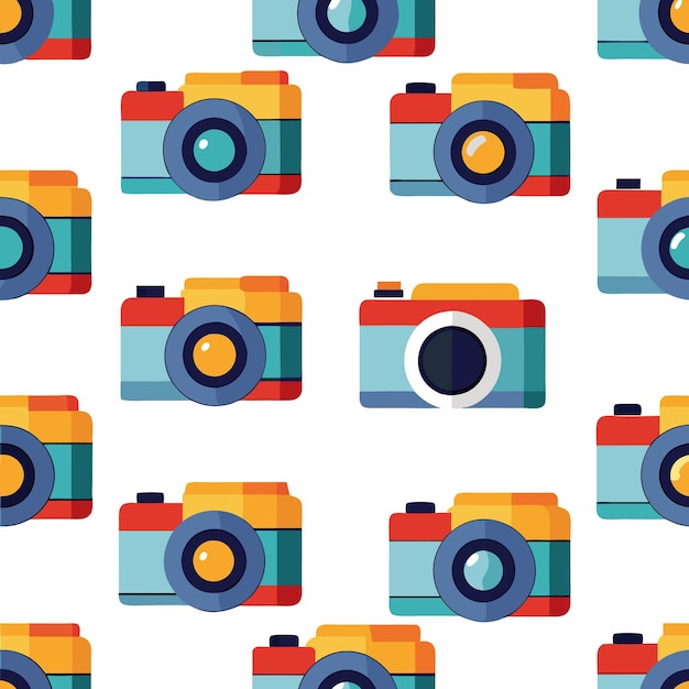 El colorido patrón sin costuras de vectores planos de las cámaras fotográficas