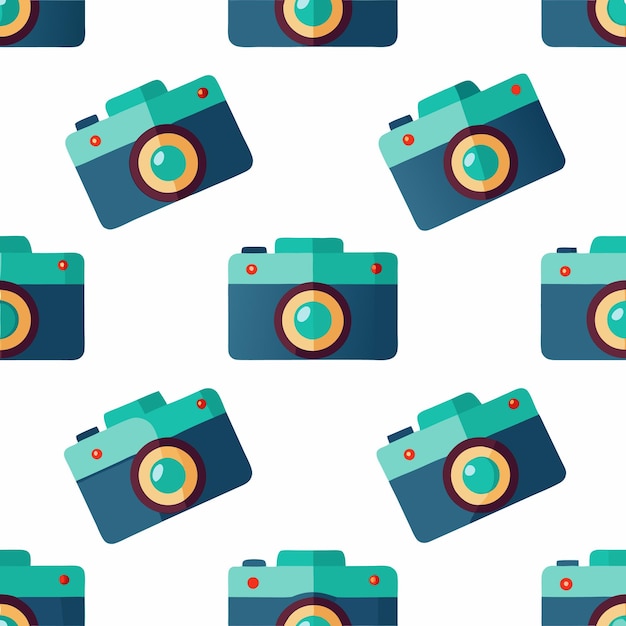 El colorido patrón sin costuras de vectores planos de las cámaras fotográficas