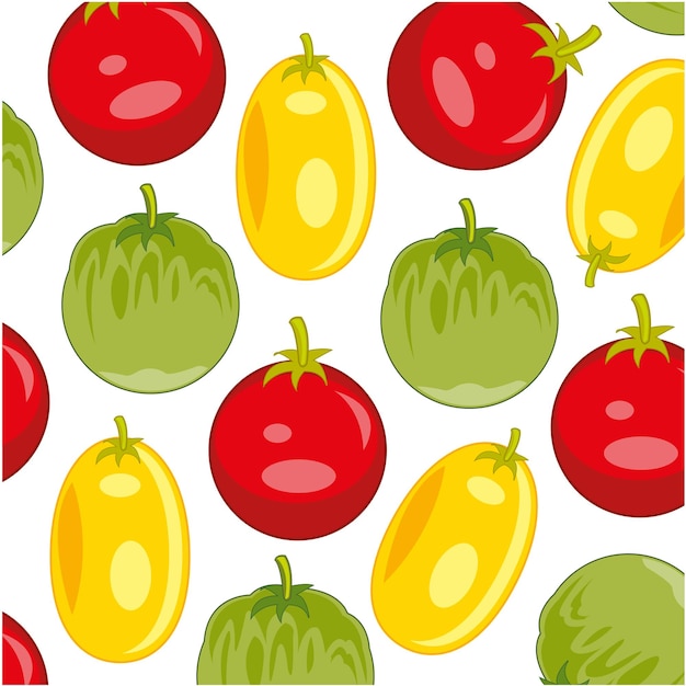 Colorido patrón decorativo de tipo variado de tomate