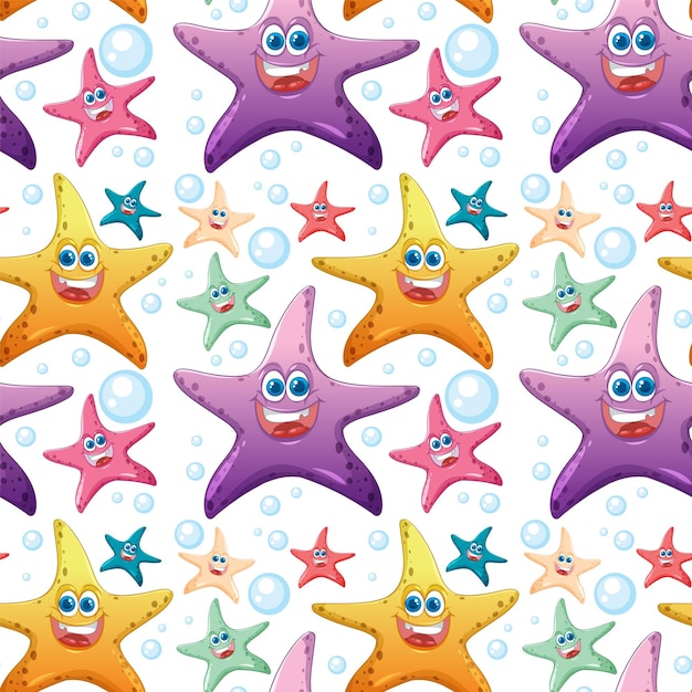 El colorido patrón de las estrellas de mar con burbujas