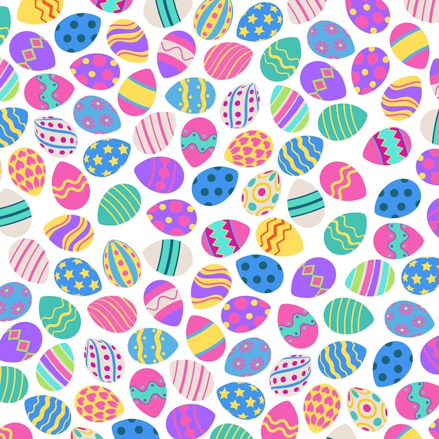 Colorido patrón festivo diferentes huevos de pascua - ilustración vectorial