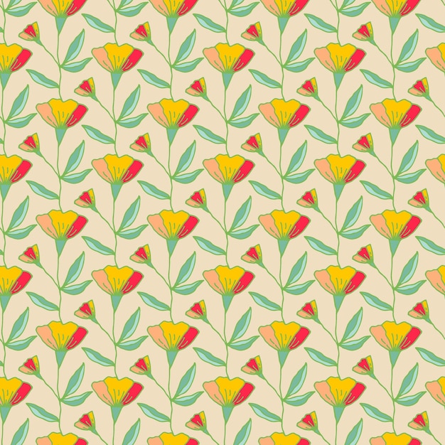 Colorido patrón floral transparente Primavera fondo brillante con flores Diseño floral para tela