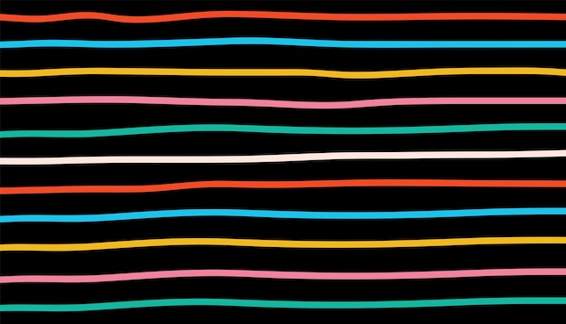 Colorido patrón de línea horizontal dibujado a mano garabateo fondo abstracto