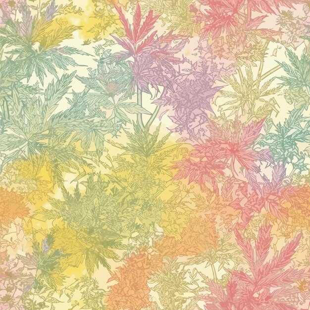 El colorido patrón de la marihuana sin costuras