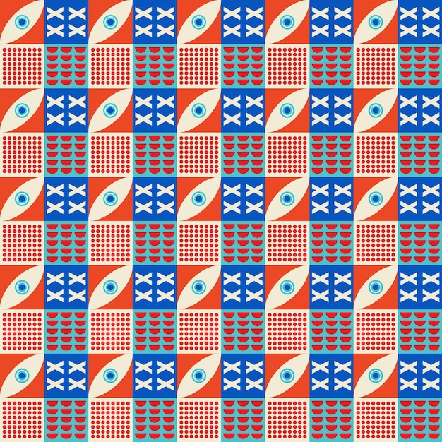 Colorido patrón neo geométrico Neo Geometric Seamless Period Grid con formas geométricas de color M