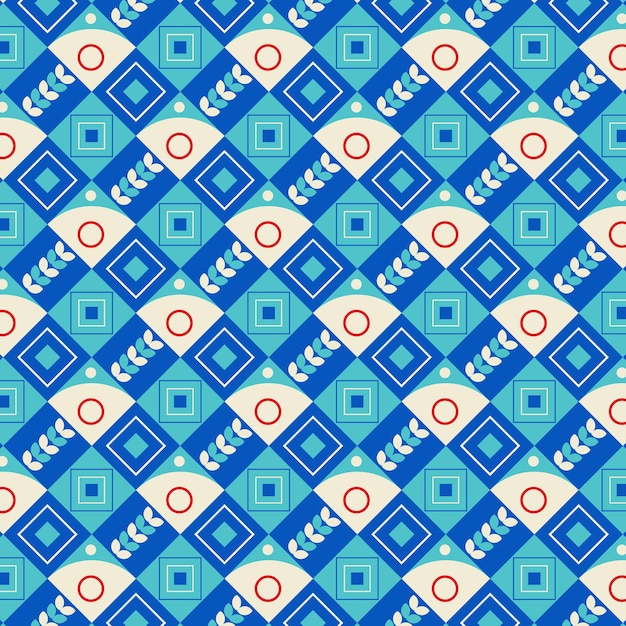 Colorido patrón neo geométrico Neo Geometric Seamless Period Grid con formas geométricas de color M