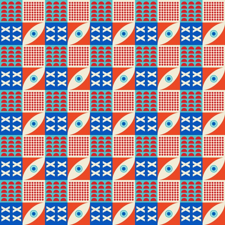 Vector colorido patrón neo geométrico neo geometric seamless period grid con formas geométricas de color m