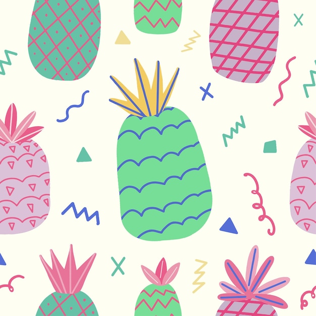 colorido patrón de piña de verano sin costuras