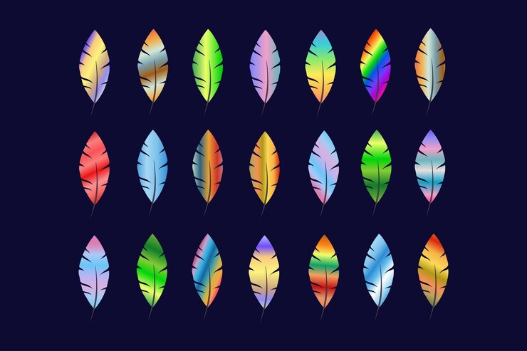 Colorido patrón de plumas de dibujos animados ilustración vectorial abstracta en fondo negro
