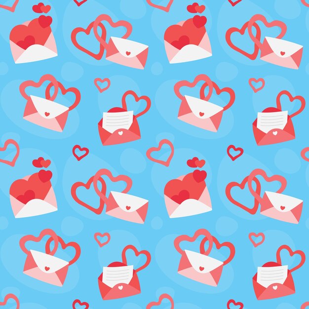 Colorido patrón repetitivo de fondo de amor y relación, sobres relacionados con el día de San Valentín