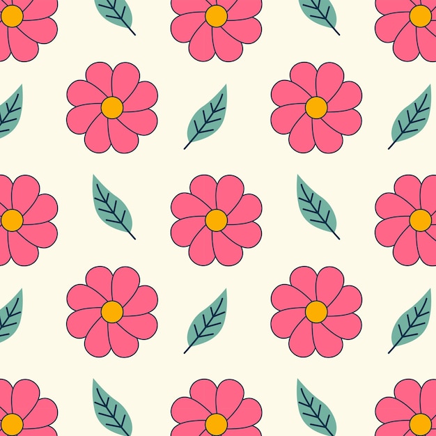 Colorido patrón vectorial floral sin costuras en tonos vibrantes