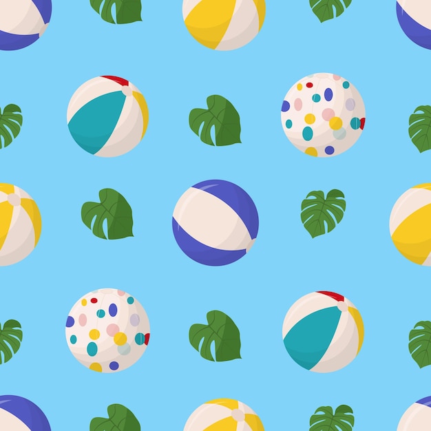 Colorido pelotas de playa de patrones sin fisuras Pelotas de playa en varios colores Ilustración de vector plano