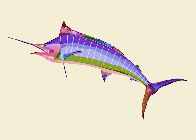 Vector colorido pez marlin en el arte pop