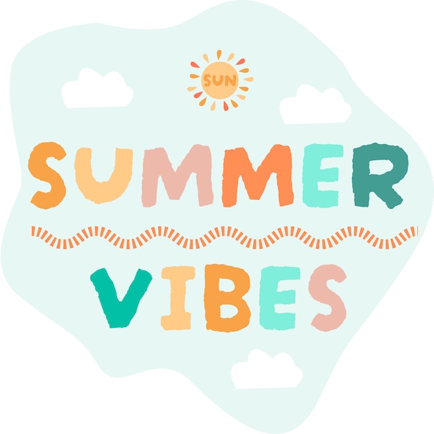 Un colorido póster de vibraciones de verano con las palabras vibraciones de verano.