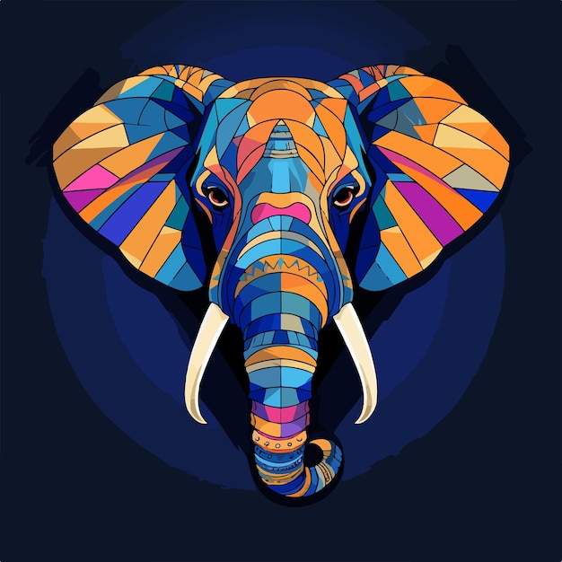 Vector colorido retrato de arte pop de elefante