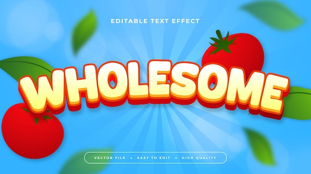 Colorido y saludable estilo de fuente de efecto de texto 3D editable