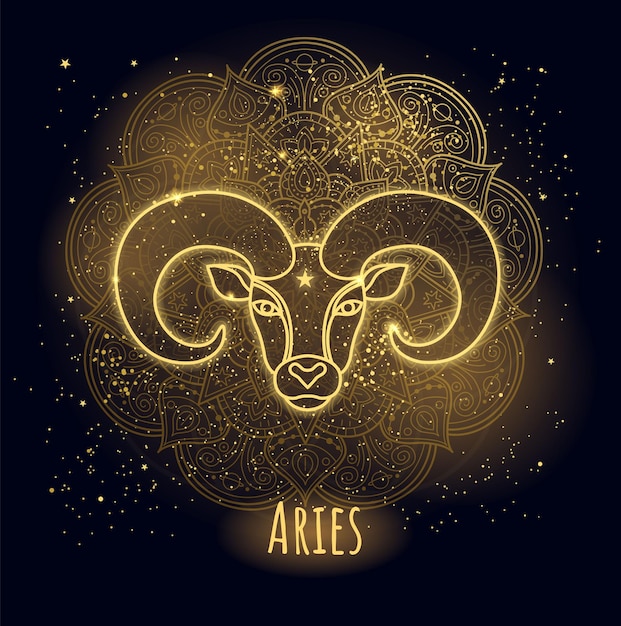 Vector colorido signo del zodiaco aries vector lineart