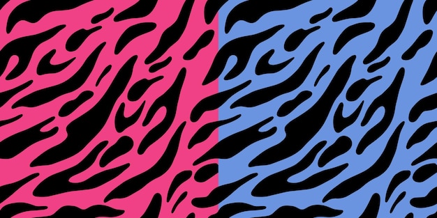 Colorido tigre o cebra impresión abstracta vector de patrones sin fisuras en el estilo de garabatos dibujados a mano