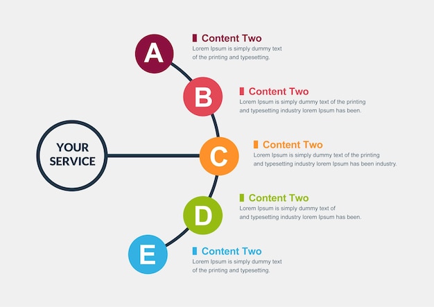 Colorido Timeline Infographic con 5 Business Step o servicios