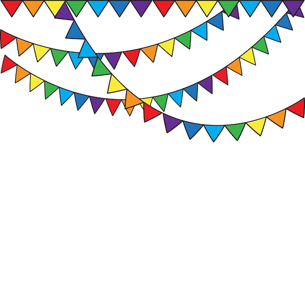 Colorido triángulo bunting brillante decoración de festival vibrante guirnalda de bandera vector de celebración de la fiesta