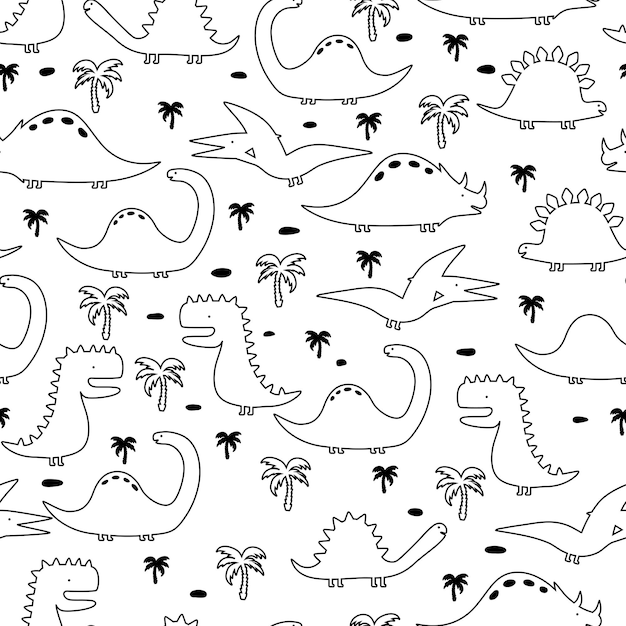 Coloridos esqueletos de dinosaurios de patrones sin fisuras