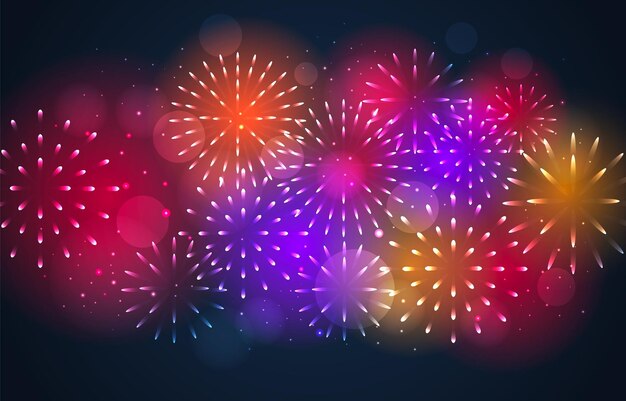 Coloridos fuegos artificiales de año nuevo