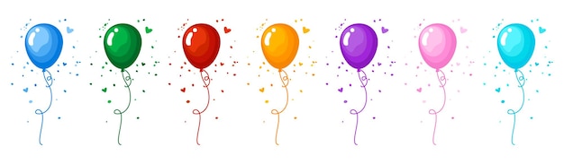 Los coloridos globos de helio y los confeti