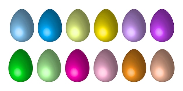 Coloridos huevos brillantes Decoración de primavera Plantilla pintada Ilustración vectorial