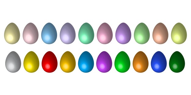 Coloridos huevos brillantes Decoración de primavera Plantilla pintada Ilustración vectorial