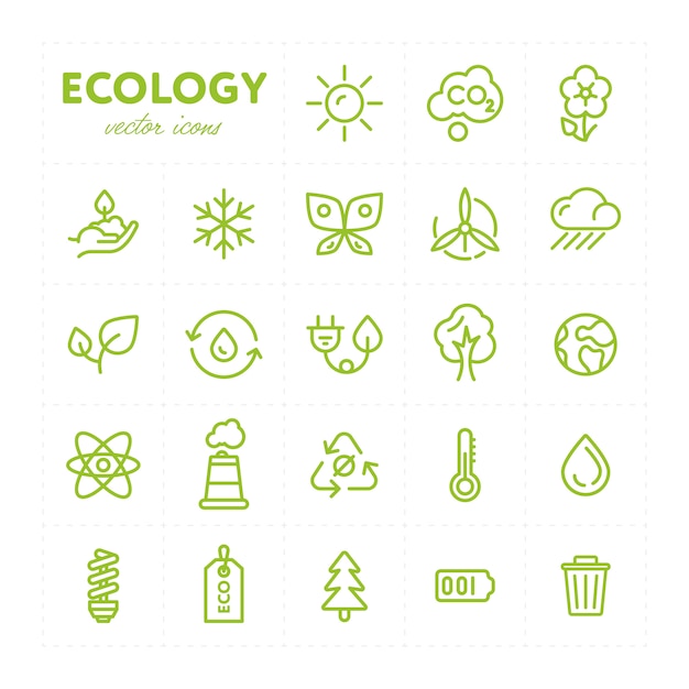 Vector coloridos iconos ecológicos en conjunto