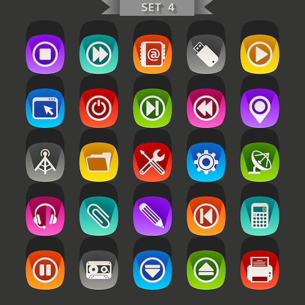 coloridos iconos multimedia planos set 4