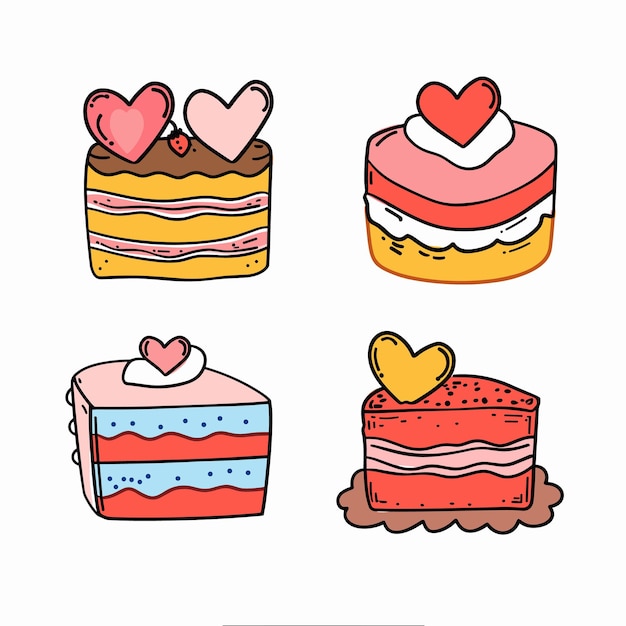 Vector coloridos pasteles dibujados a mano con corazones perfectos para las celebraciones románticas del día de san valentín cuatro