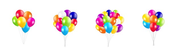 Coloridos ramos de globos para celebraciones Conjunto vectorial
