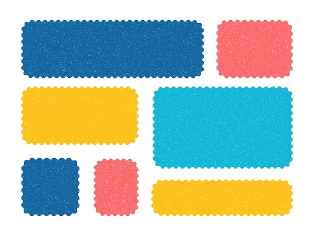 Coloridos rectángulos de borde ondulado conjunto de niños modernos juguetones marcos rectangulares conjunto de formas geométricas en zigzag