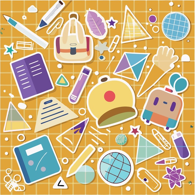 Coloridos suministros de ilustraciones de regreso a la escuela Iconos y más