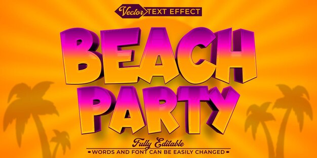 Colorosa plantilla de efectos de texto editable para fiestas en la playa
