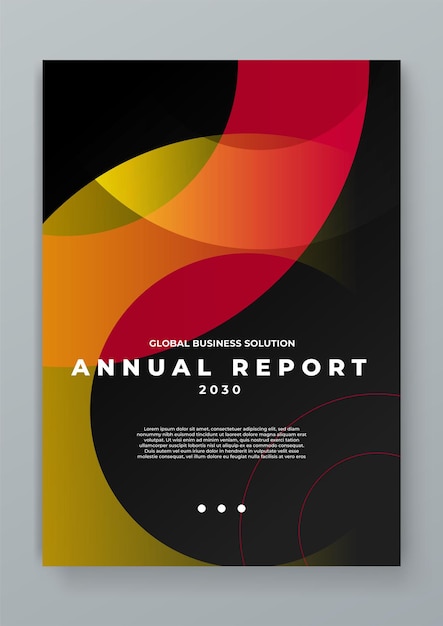 Colorosa plantilla de portada de informe anual corporativo vectorial con formas geométricas para informe anual y catálogo de negocios folleto de revista o folleto plantilla de folleto