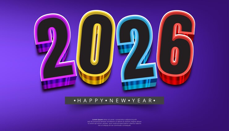 Vector coloroso 3d 2026 feliz año nuevo diseño ilustración de números festivos