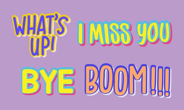 Coloroso conjunto vectorial de pegatinas de tipografía retro
