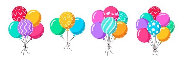 Coloroso grupo de globos juego de clipart cumpleaños elementos de globo inflables colección de clip art